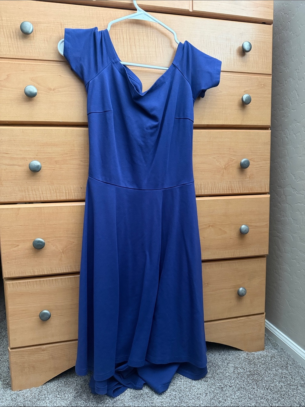 Off the Shoulder Sarin Mathews Navy/Royal Blue Dress